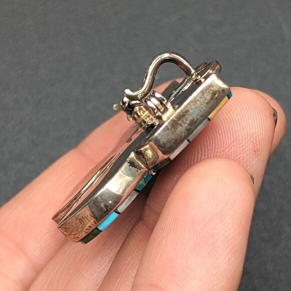 Melvin Cleveland Navajo Stone Inlay Butterfly Sterling Silver Brooch Pin Pendant - Picture 7 of 12